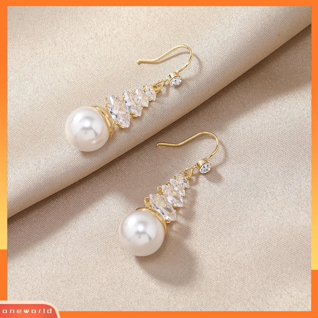 [EONE] 2 Pcs Ladies Earrings Gaya Cina Trendi Semua Pertandingan Temperamen Indah Hias Tembaga Mutiara Imitasi Anting Wanita Hadiah