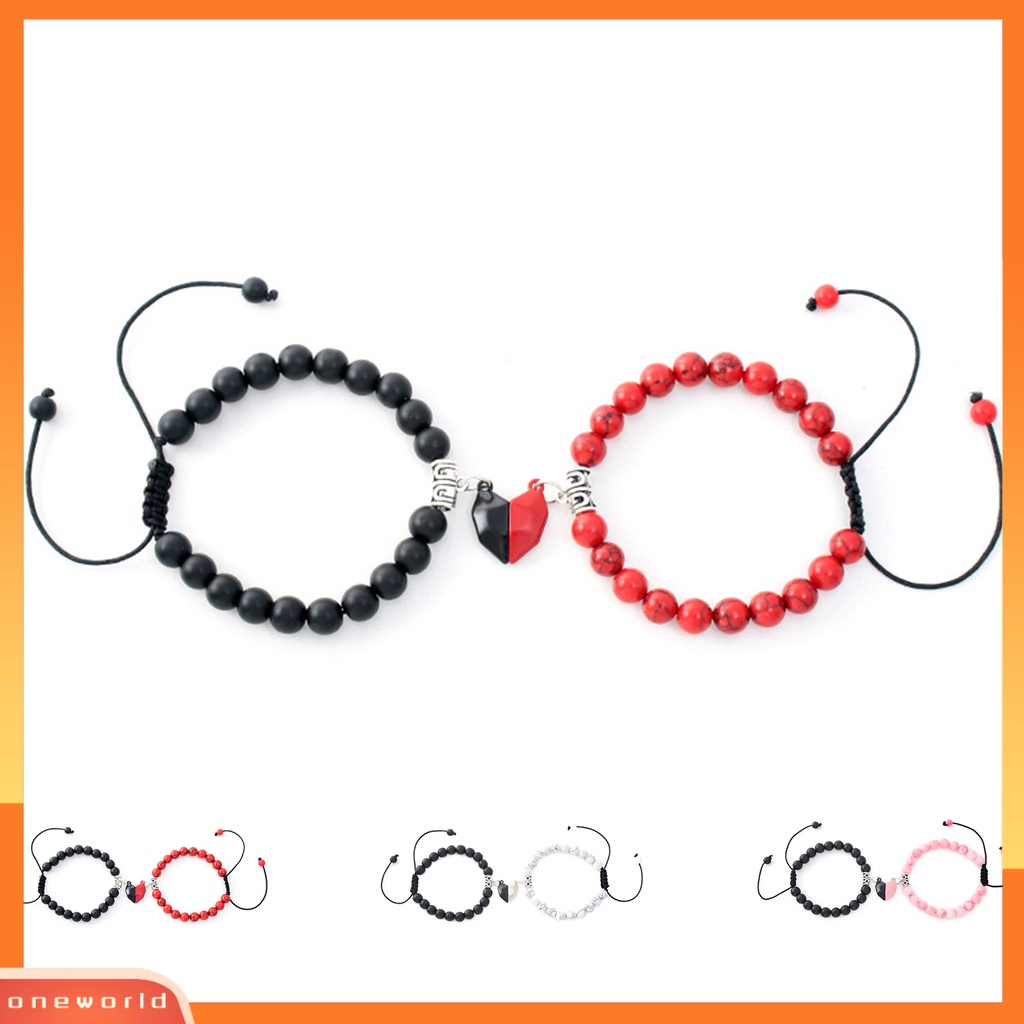 [EONE] 2 Pcs Couple Gelang ic Hati Pria Wanita Kilau Terang Halus Yang Sesuai Dengan Kekasih Gelang Perhiasan Hadiah