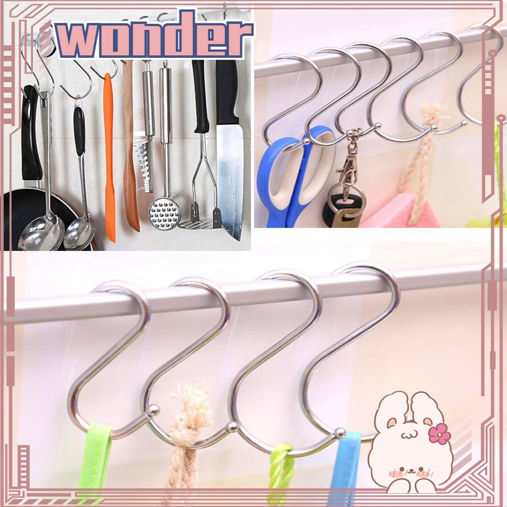 Wonder1 /5 /10Pcs Gantungan Hook Silver Stainless Steel Holder Rak Penyimpanan