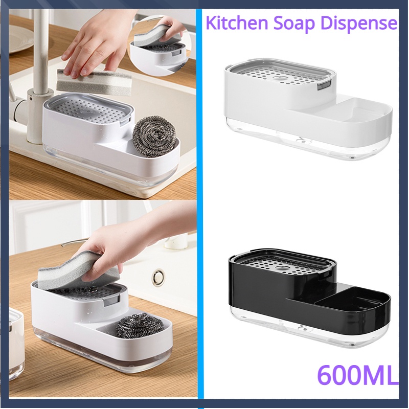 【COD】Kitchen Soap Dispenser Tempat Sabun Cuci Piring Soap Dispenser with Sponge Holder For Kitchen