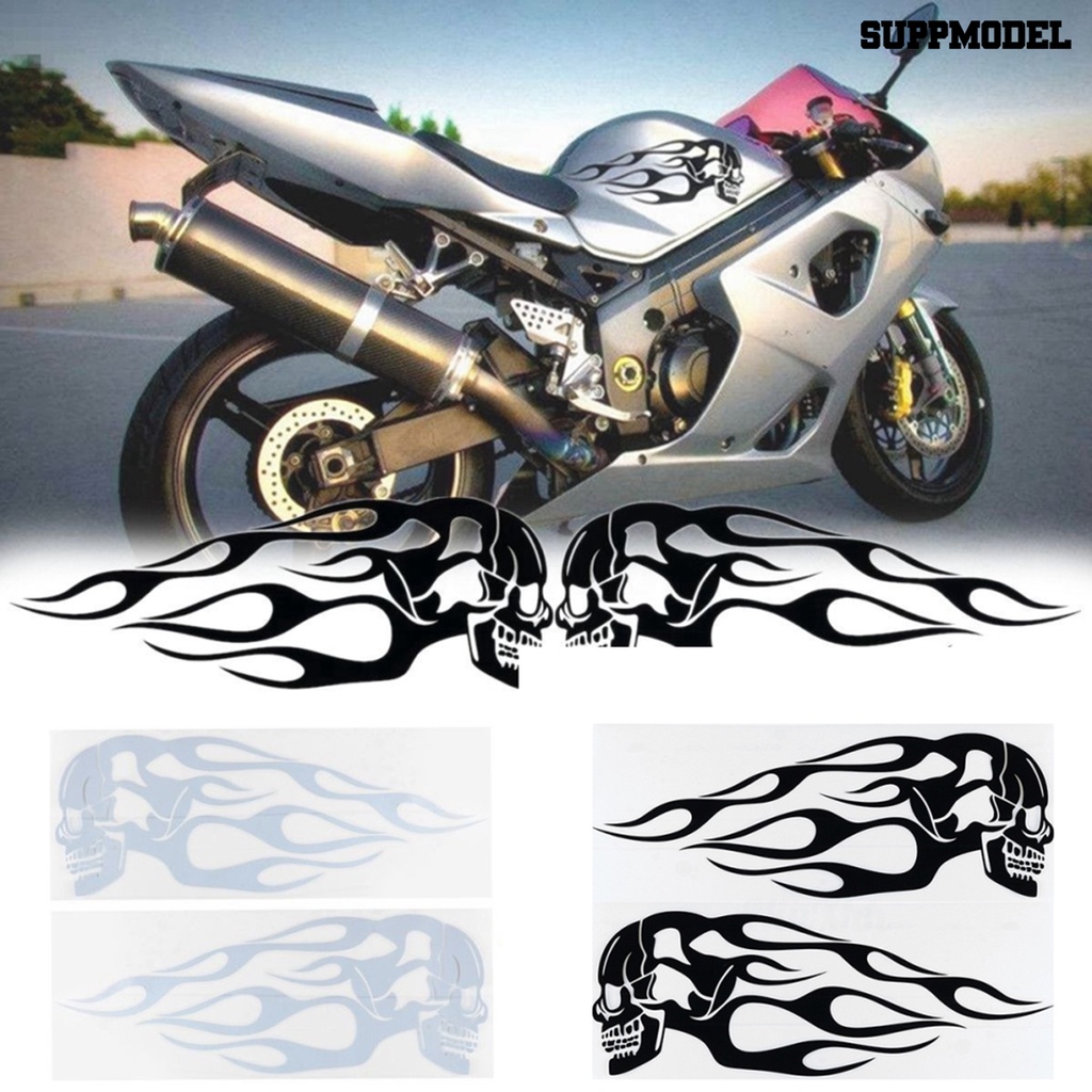 [SM Auto] 2Pcs Universal Motor Motor Tangki Bensin Tengkorak Api Decals Stiker Dekor