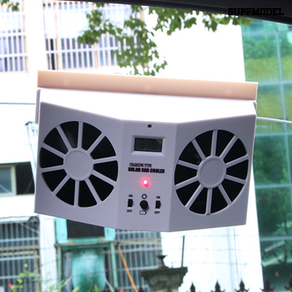 [SM Otomatis] Pendingin Ventilasi Udara Jendela Mobil Kendaraan Tenaga Surya Pendingin Dual Fans Ventilator