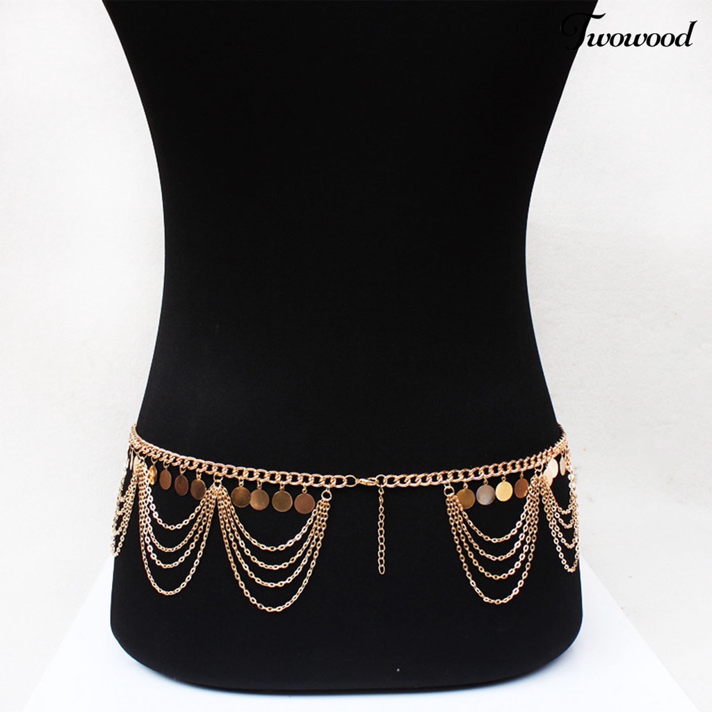 Twowood Wanita Rantai Perut Multi-layer Rumbai Anti Cacat Perhiasan Trendy Body Belt Chain Untuk Pantai