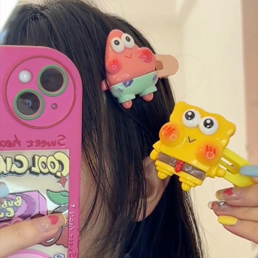 Agustina Kartun Jepit Rambut Hair Barrettes Retro Patrick Star Poni Klip Hiasan Kepala SpongeBob Duckbill Klip Aksesoris Rambut Perempuan