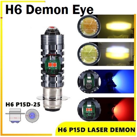 Lampu LED laser H6 DEMON Eye Devil eyes motor matic p15d ac dc HI/LO not hapag