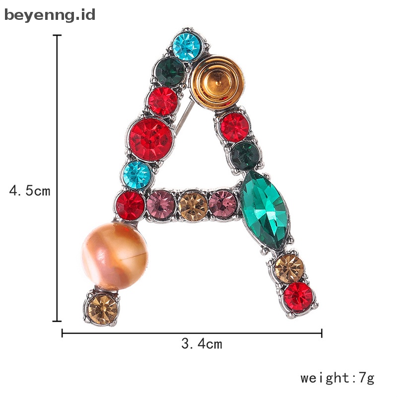 Beyen 26huruf Berlian Imitasi Bros Alfabet Pin Desain Warna-Warni Fashion Perhiasan Hadiah ID