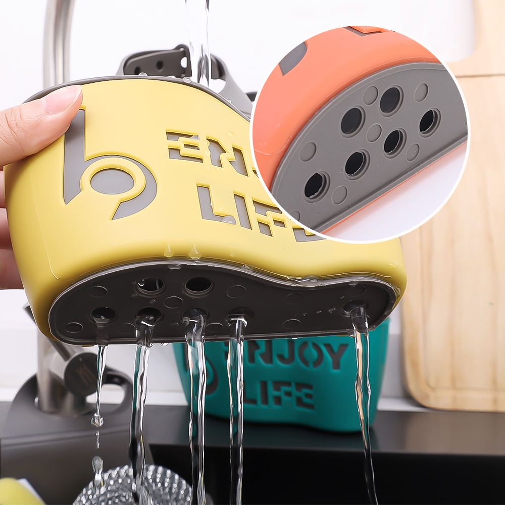 Keranjang Penyimpanan Saringan Wastafel Dapur Multifungsi/Keranjang Gantung Saluran Wastafel Untuk Organize Spons, Sabun, Kain Lap/Kotak Penyimpanan Pembersih Buah/Sink Storage Drain Rack