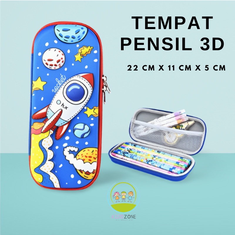 

PC0003 Tempat Tepak Kotak Pensil Anak Laki Laki Perempuan Karakter 3D MOTIF G - Rocket Biru