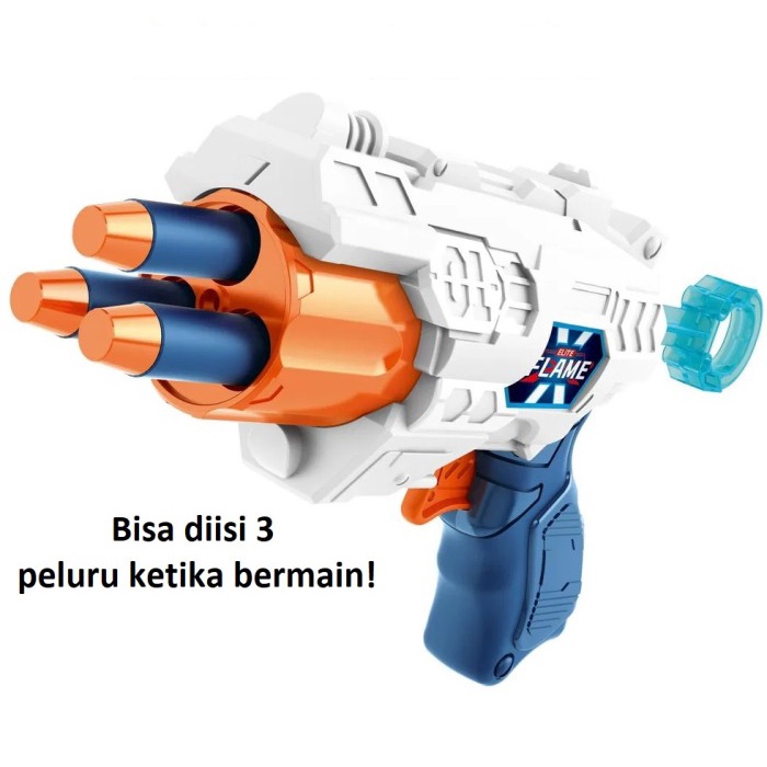 Mainan Pistol Nerfs Softgun Peluru Busa 3 Peluru - Pistol Soft Bullet