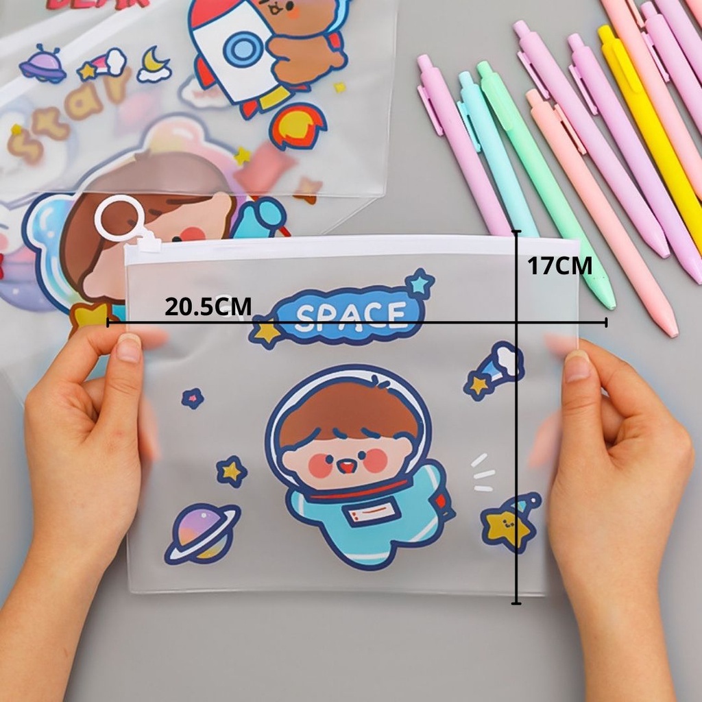 Pouch Transparan Motif Kaktus Tas Kosmetik Alat Tulis ATK Murah Import [BAYAR DI TEMPAT]