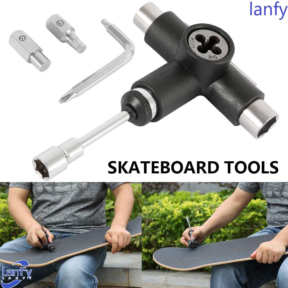 Lanfy Alat Skate Rumah T-shape Semi Otomatis Heavy Duty Wrench Skateboard Repair Tools