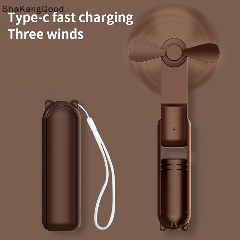 Kipas Angin Portable Selip Kipas Genggam Mini USB 2000mAh Recharge Hand Held Kipas Saku Kecil Dengan Fitur Senter SKK