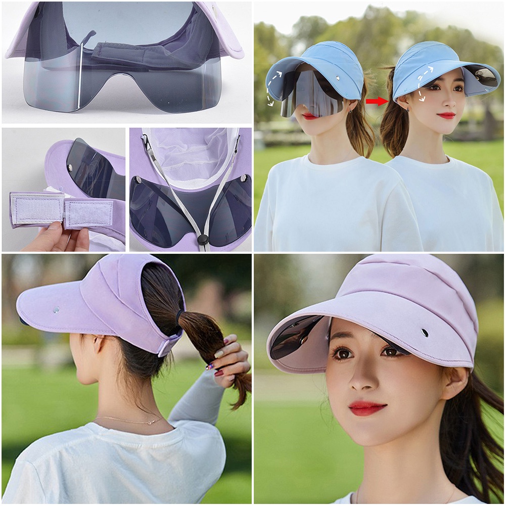 Topi Memancing Anti UV 1PC Warna Solid Ditarik Tarik Plat Tabir Surya Topi Naik Peneduh Matahari Pantai Keren Topi Santai Dengan Tali Serut