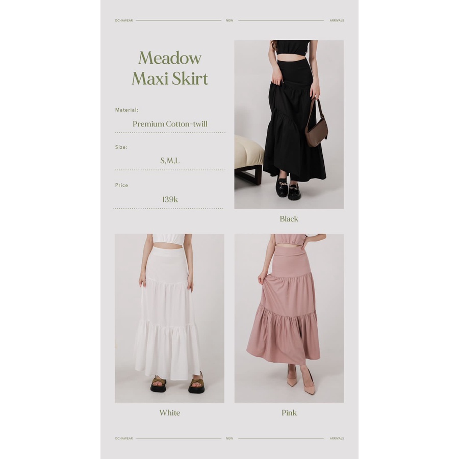 Meadow Maxi Skirt —— Ocha Wear | Korean Long Maxi Skirt