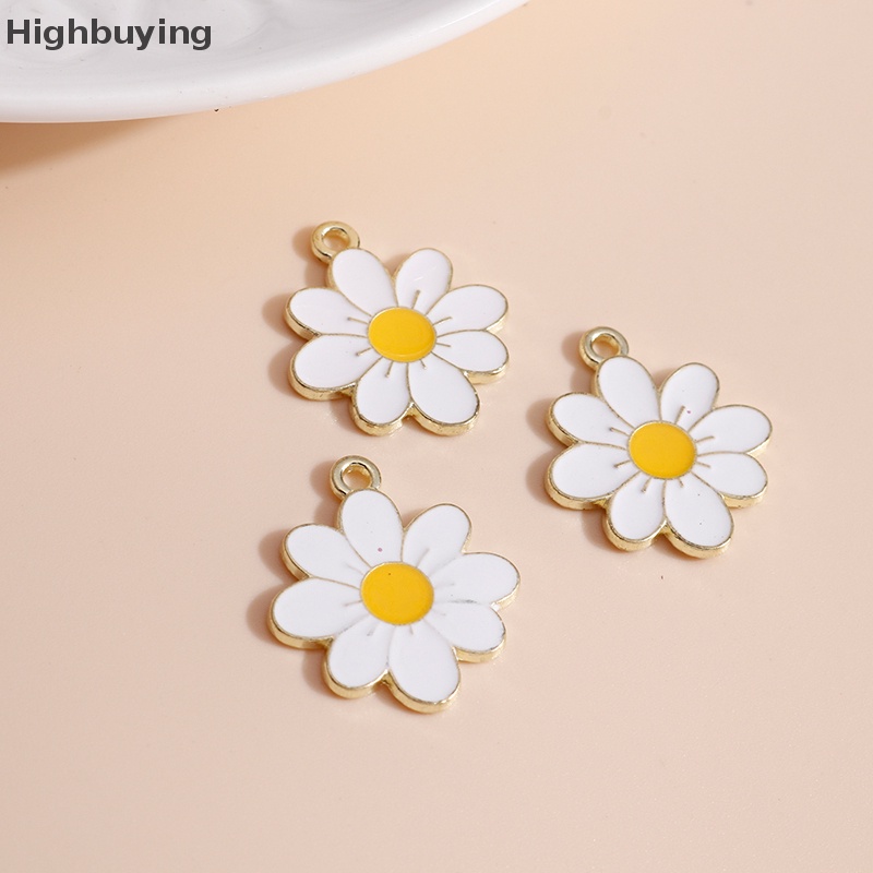 Hbid 10pcs Enamel Daisy Flower Ch Untuk Kalung Liontin Anting DIY Ch Glory