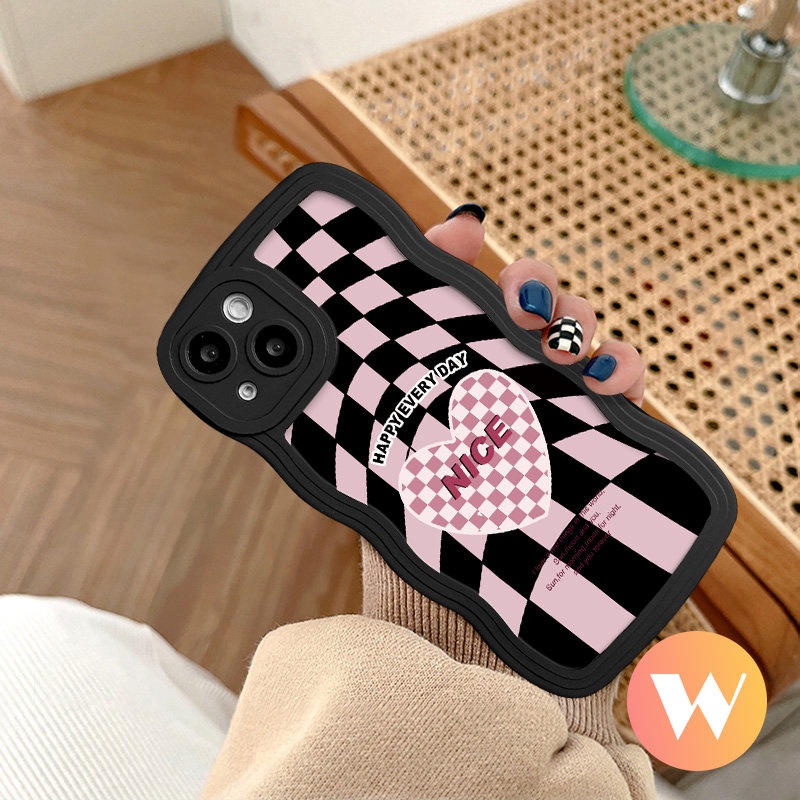 Untuk Redmi Note11 9s 9 10 Pro 10s 11s 8 Redmi A1 9T 9A 9C 10 10C A1+12C 9 10A Mi 11T Pro POCO M3 NFC Pro X3 Wavy Edge Soft Tpu Ins Fashion Cool Checkerboard Nice Love Case Hati