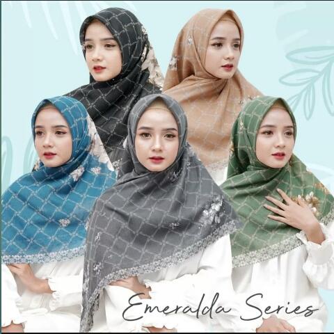 HIJAB KERUDUNG JILBAB Krudung SEGI EMPAT VOAL  MOTIF Bunga Emeralda Akar Toraja Sahna Pegunungan HIT