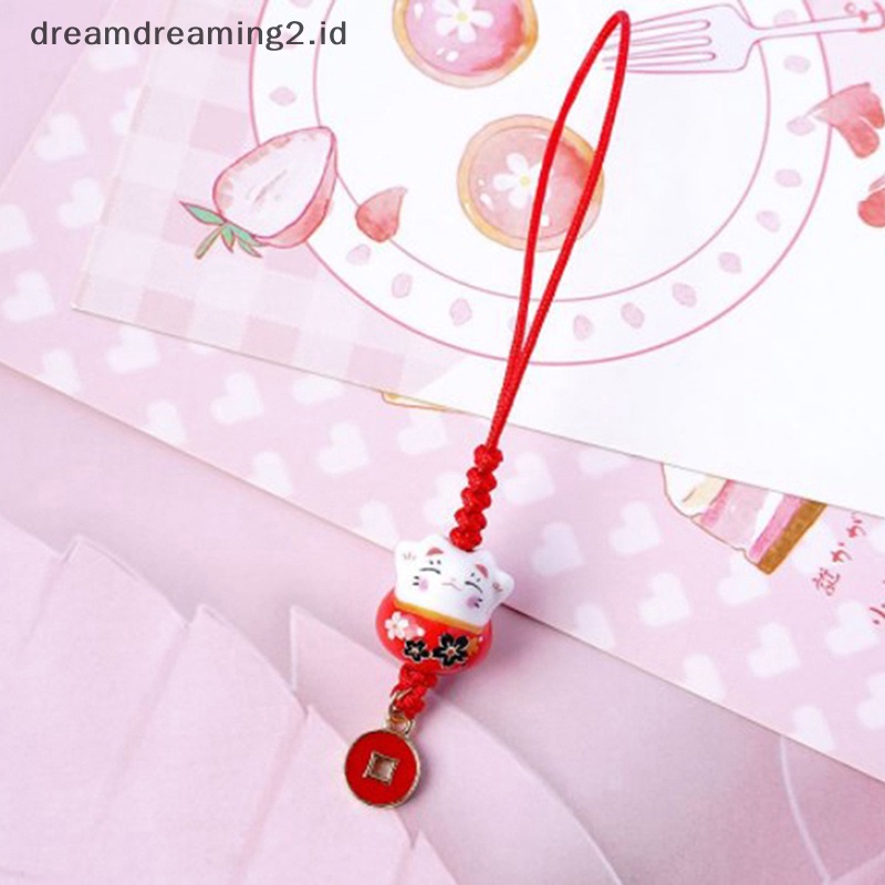 (drea) Kartun Jepang Kucing Beruntung Gantungan Kunci Pernak Pernik Telepon Ch Mobil Liontin Gantungan Kunci//