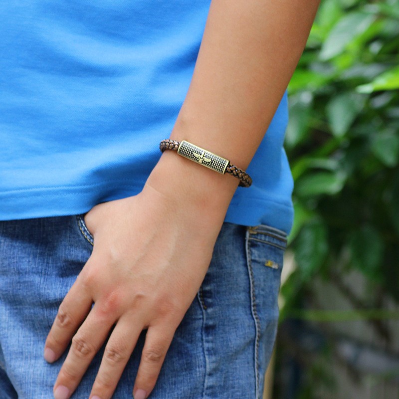 Gelang Pria Anyaman Kulit Punk Vintage Fashion Hip-hop Aksesoris Perhiasan Pesta