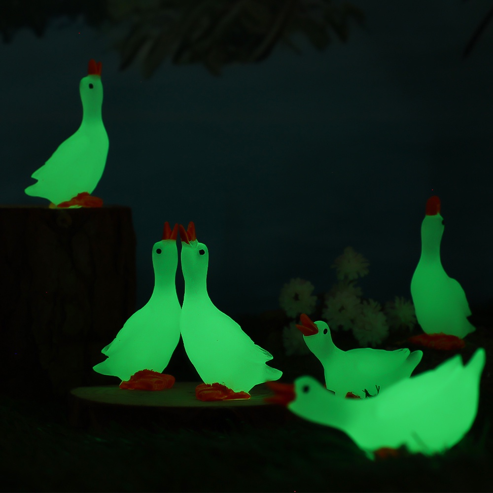 [Unggulan] Ornamen Resin Kelinci Bebek Angsa Mini Glow in The Dark Hewan Miniatur Kerajinan Bercahaya Besar Putih Goose Landscape Decor Dekorasi Bonsai Taman Rumah