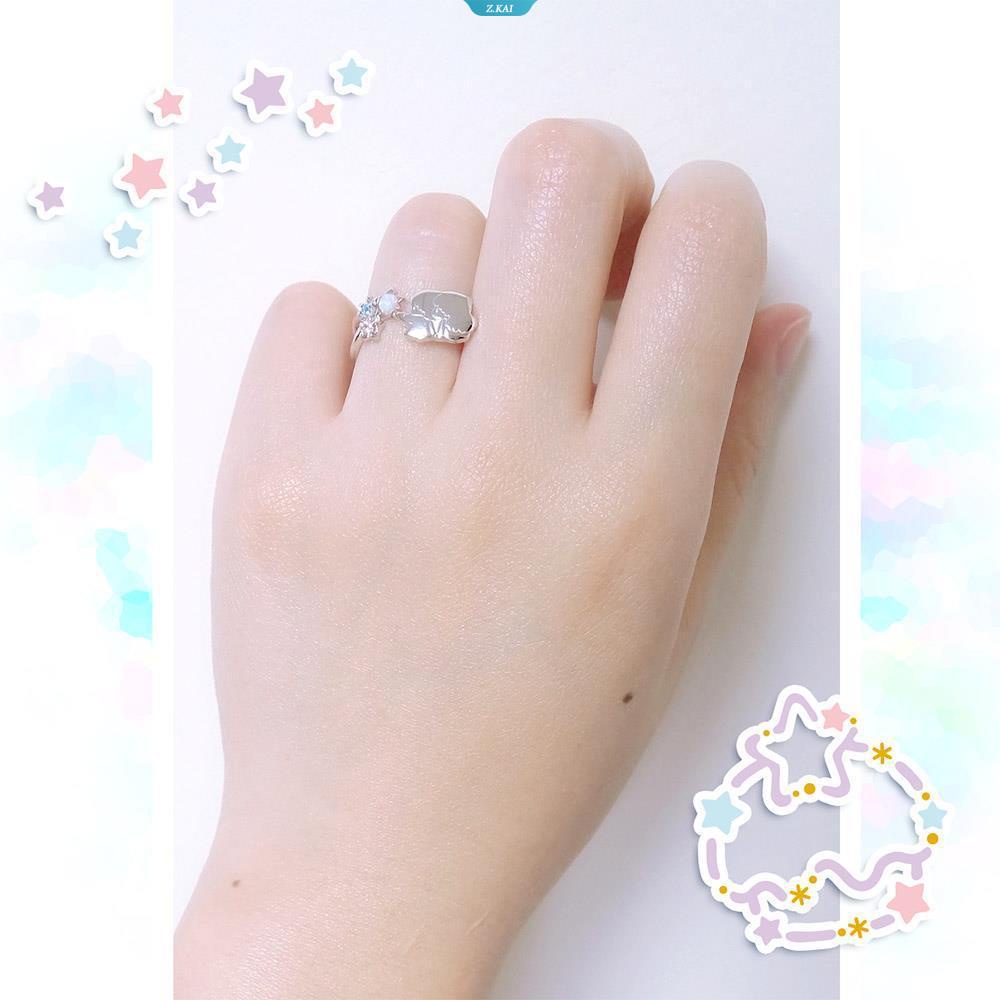 Kartun Lucu Cincin Cerita Sanrio Gemini Kikilala Meteor Berharap Cincin Perak Murni Lucu Perhiasan Perak Pasangan Hiasan Tangan Hadiah Anniversary [ZK]