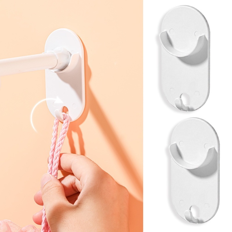 Bracket Baju Perekat Diri Gantungan Dinding Tirai Bar Perekat Kait Dinding 2pcs Bebas Pukulan Adjustable Curtain Rod Holder Clamp Hooks With Hook Penyangga Batang Gorden Kursi Tetap