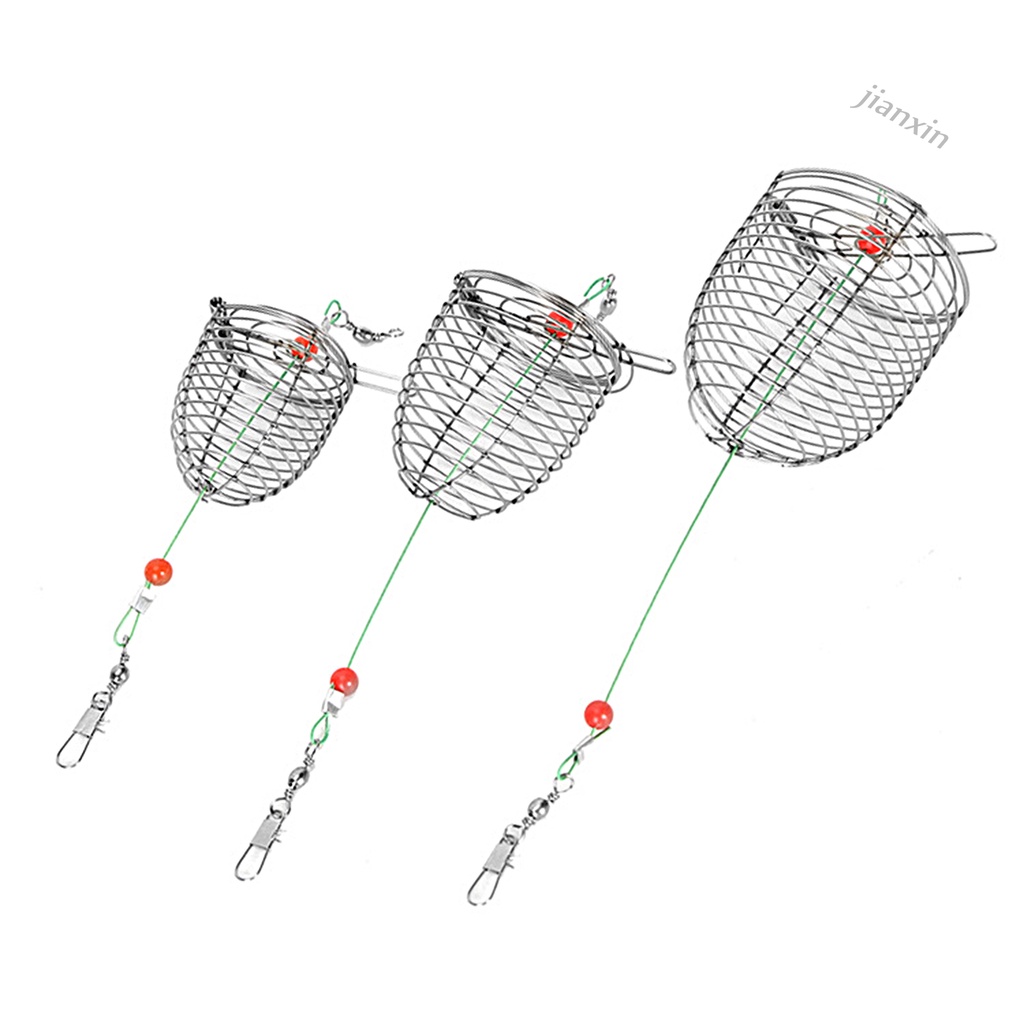 [Jianxin] fishing Umpan Kandang Reusable Compact Size Tahan Karat Tahan Aus Dengan Musim Semi Meningkatkan Tingkat Memancing Stainless Steel Angling Lure Feeder Carp Fishing Tackle Cage Outdoor Fishing