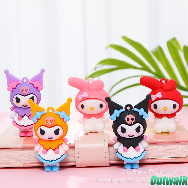 Pendant 1 Buah Liontin Rantai Kunci Sanrio Kuromi My Melody Kartun Portabel Gadis Boneka Resin Lucu Rantai Kunci Pasangan Hadiah Aksesori Buatan Tangan Diy