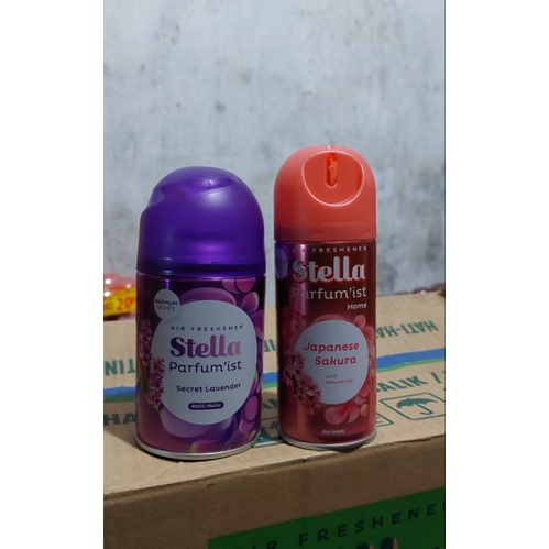 Stella reffil matic spray 225 ml Lavender+ stella aerosol 140 ml japanese sakura/ isi ulang stella matic box - lavender