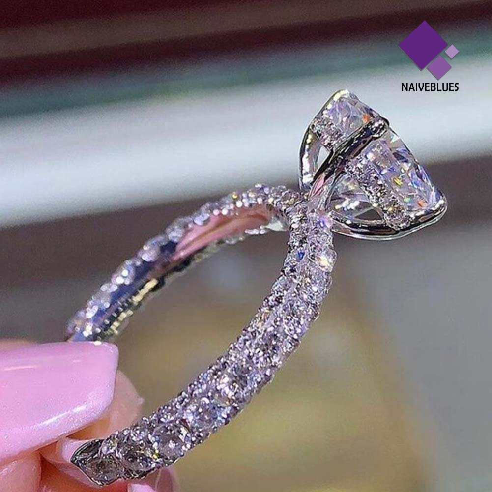 &lt; Naiveblues &gt; Glitter Bulat Berlian Imitasi Bertatahkan Band Jari Cincin Pengantin Hadiah Pernikahan