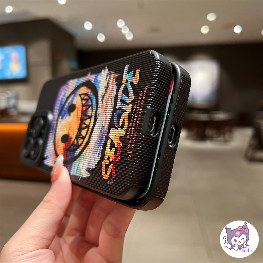 IPHONE Kreatif Fashion Graffiti Smiley Face Kompatibel Untuk Iphone14 13 12 11 Pro Max SE 2020 X Xr Xs Max 87 Plus Perlindungan Shockproof Casing Ponsel Lembut Silicon Cover XJJJJ