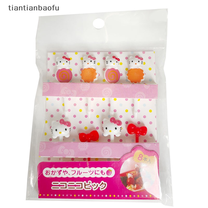 [tiantianbaofu] 8pcs/set Mini Kitty Garpu Buah Anak Snack Dessert Bento Sandwich Makan Siang Dekorasi Pesta Butik