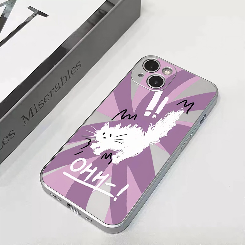 IPHONE Cute Dog Cat Kupon Lembut Electroplate Phone Case Kompatibel Untuk Iphone14 13 12 11 Pro XS Max XR X8 +7 6S Plus Casing Mini TPU Silikon Shockproof Phone Cover