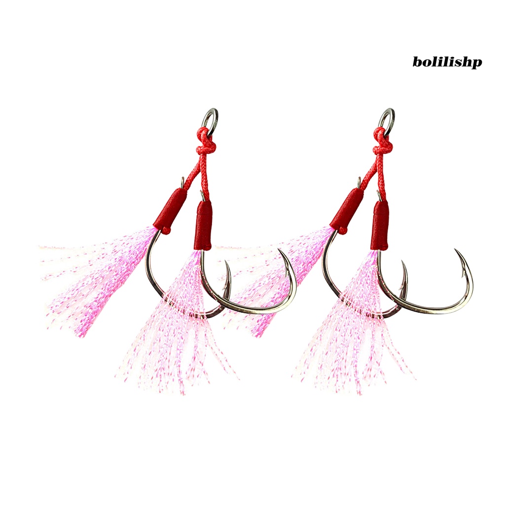 Bo-fishing Hook Garis Dikepang Kekuatan Tinggi Baja Karbon1 /0 2 /0 3 /0 4 /0 Memancing Laut Dual Assist Jigging Circle Hook Angling Supplies