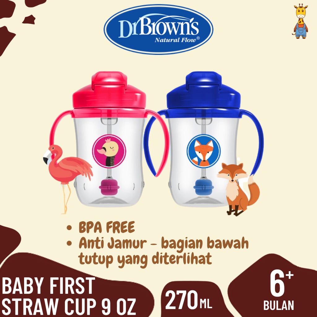 Dr. Brown's Baby First Straw Cup 270ml / Cups Anak / Botol Minum Anak