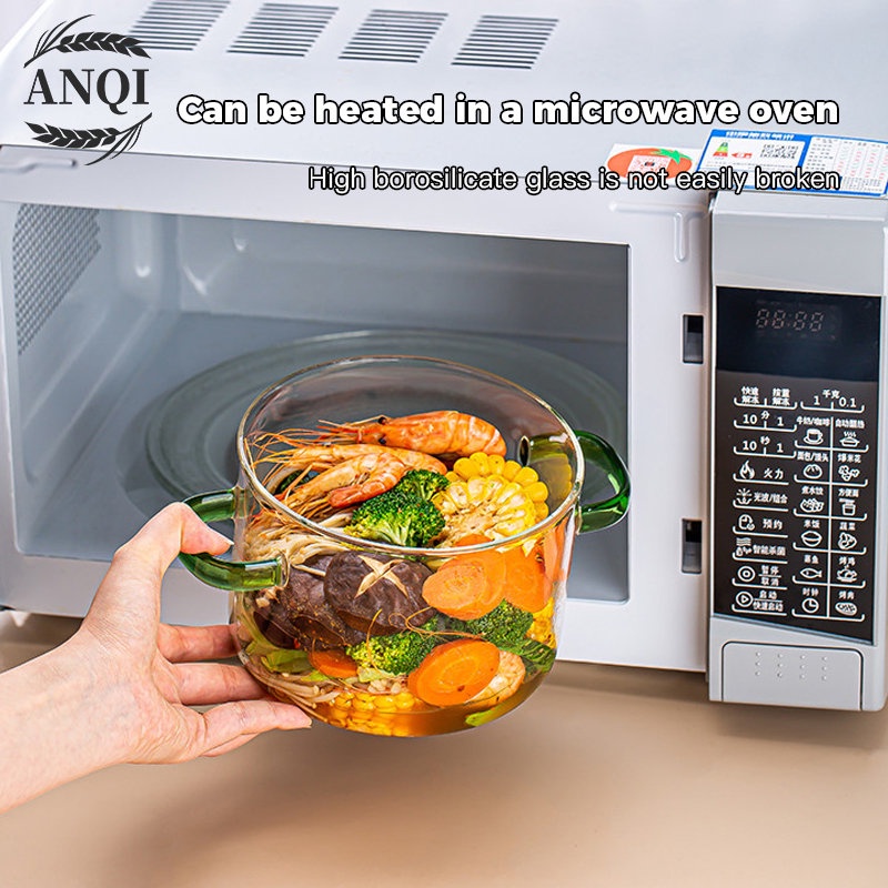 ANQI 1888 Glass Pot / Panci Masak Kaca Tahan Panas Stewing Soup Pot Borosilicate Glass / Tutup Beruang