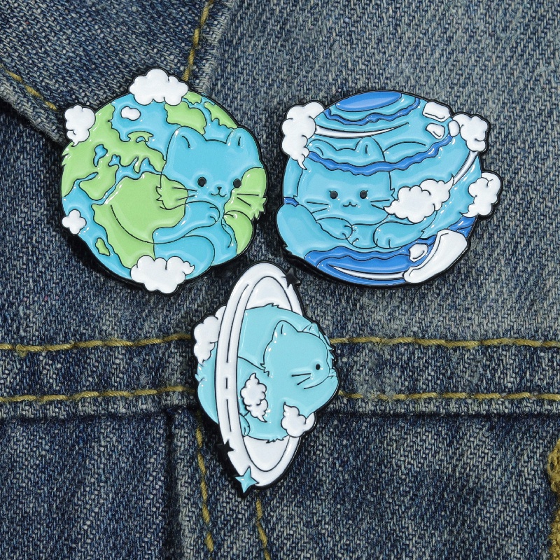 Kucing Cuaca Lucu Enamel Pin Kucing Bumi Bros Lencana Kartun Hewan Lencana Denim Kerah Pin Perhiasan Hadiah Untuk Anak-Anak Teman