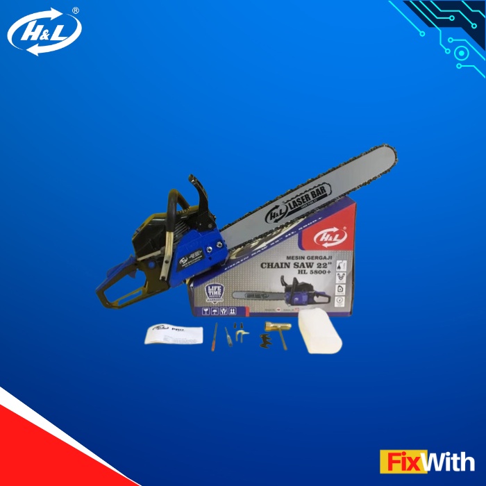 Mesin Gergaji Kayu H&L HL 5800 + LASER BAR Chain Saw 22" inch HL5800