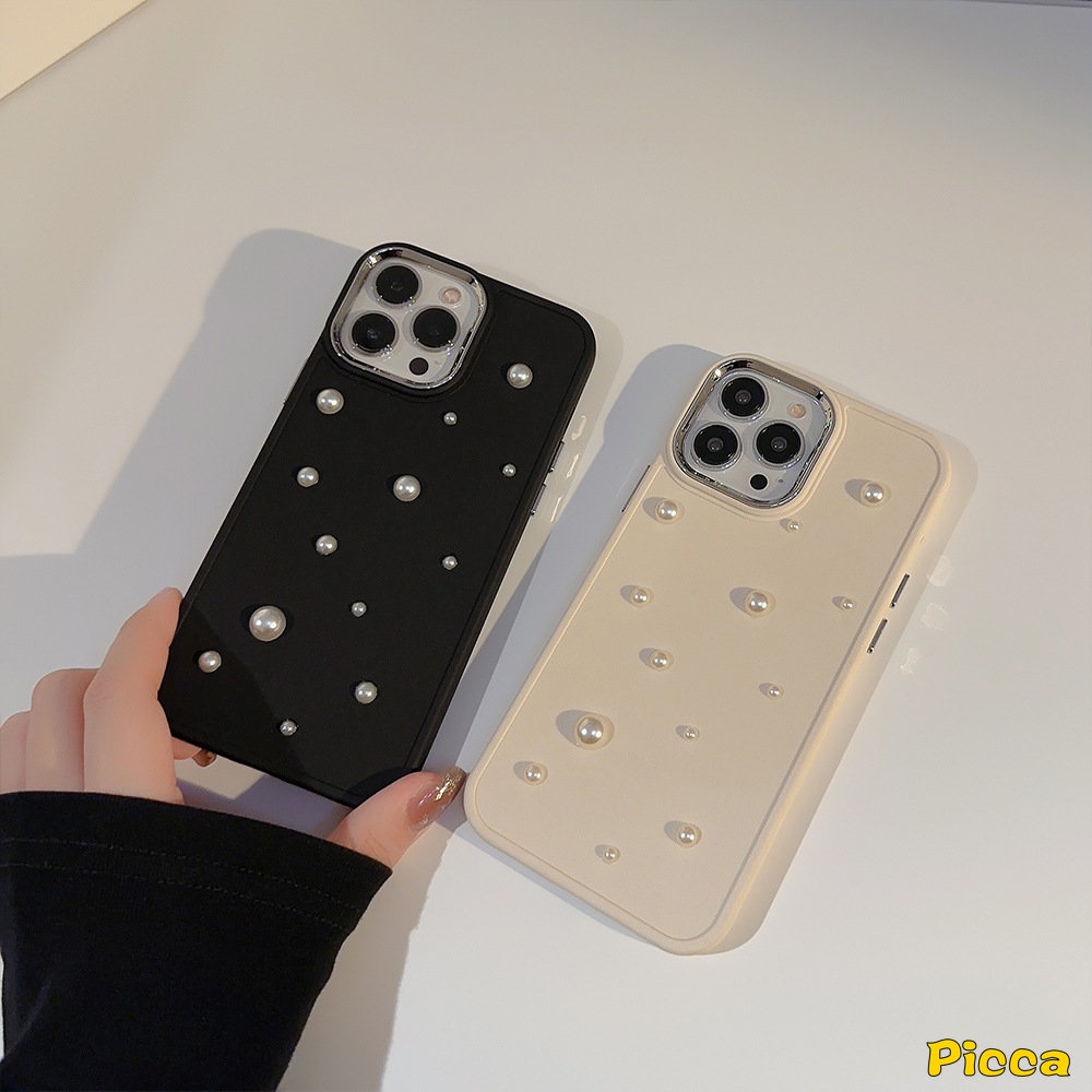 Casing Electroplate Mutiara 3D Kompatibel Untuk IPhone 7plus 11 Pro Max13 14 12 Pro MAX 14 7 8 Plus XR X 8plus XS MAX Romantis Langit Berbintang Mewah Simple Plating Shockproof Soft TPU Case