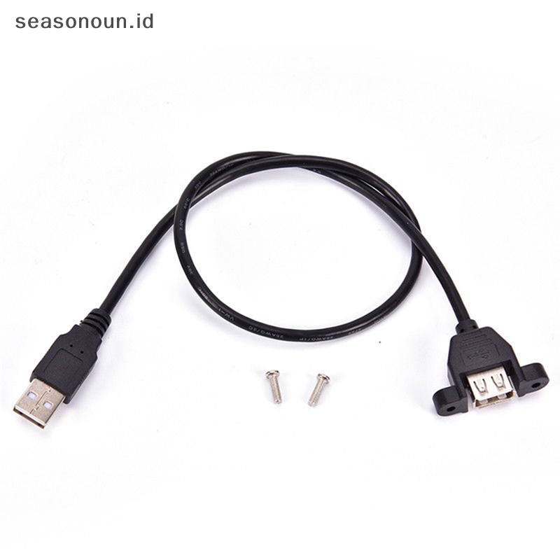 Seasonoun 60cm USB 2.0 A Male To A Female Panel Mount Moung Screw Lock Extension Cable.