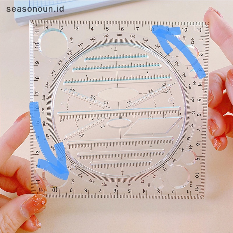 Seasonoun Siku Gambar Geometris Template Circle Maker Drawing Ruler al.