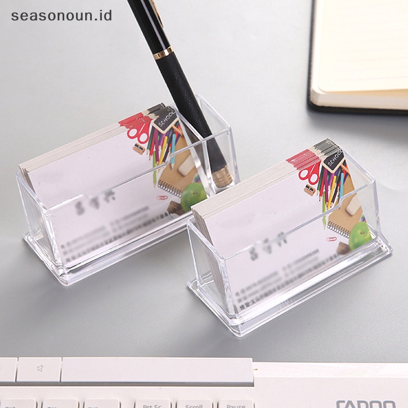 Seasonoun 2cells Acrylic Desktop Tempat Kartu Nama Pen holder Display.