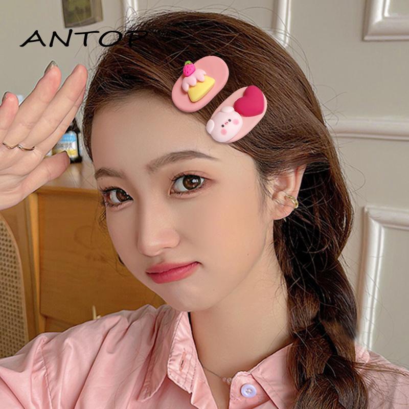 [Yumna] Kartun Piggy Hairpin Love Oval Jepit Rambut Lucu Manis Siswa Jepit Rambut