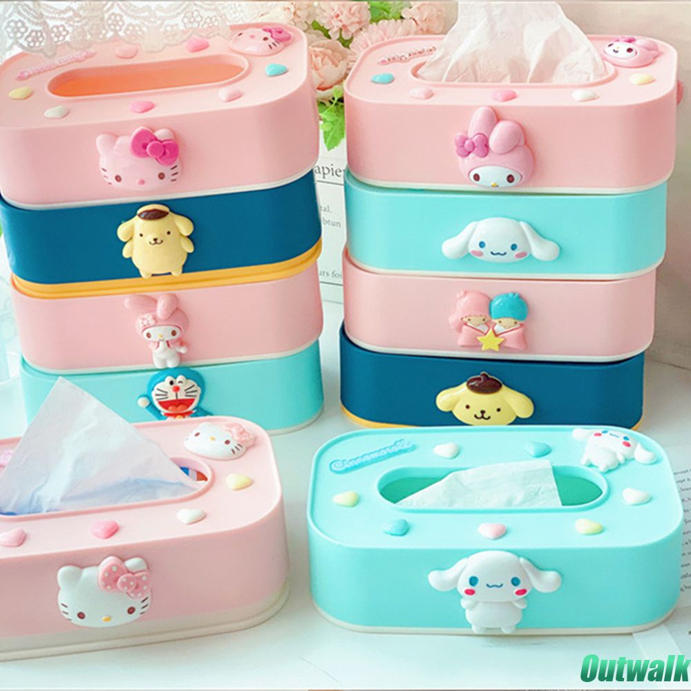 Tissue Kotak Tisu Meja Hidup Kreatif Kartun Hellokitty Cinnamoroll Melody Tempat Penyimpanan Kertas Laci Kotak Serbet Persegi Panjang Dekorasi Desktop Kamar Tidur