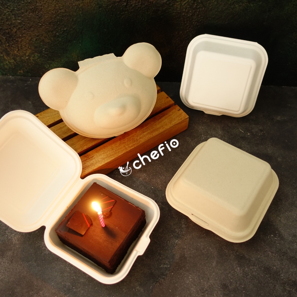 Bento Bear Cake Burger Box Korea Dessert Snack Lunch Box Kotak Kue Tart Mini