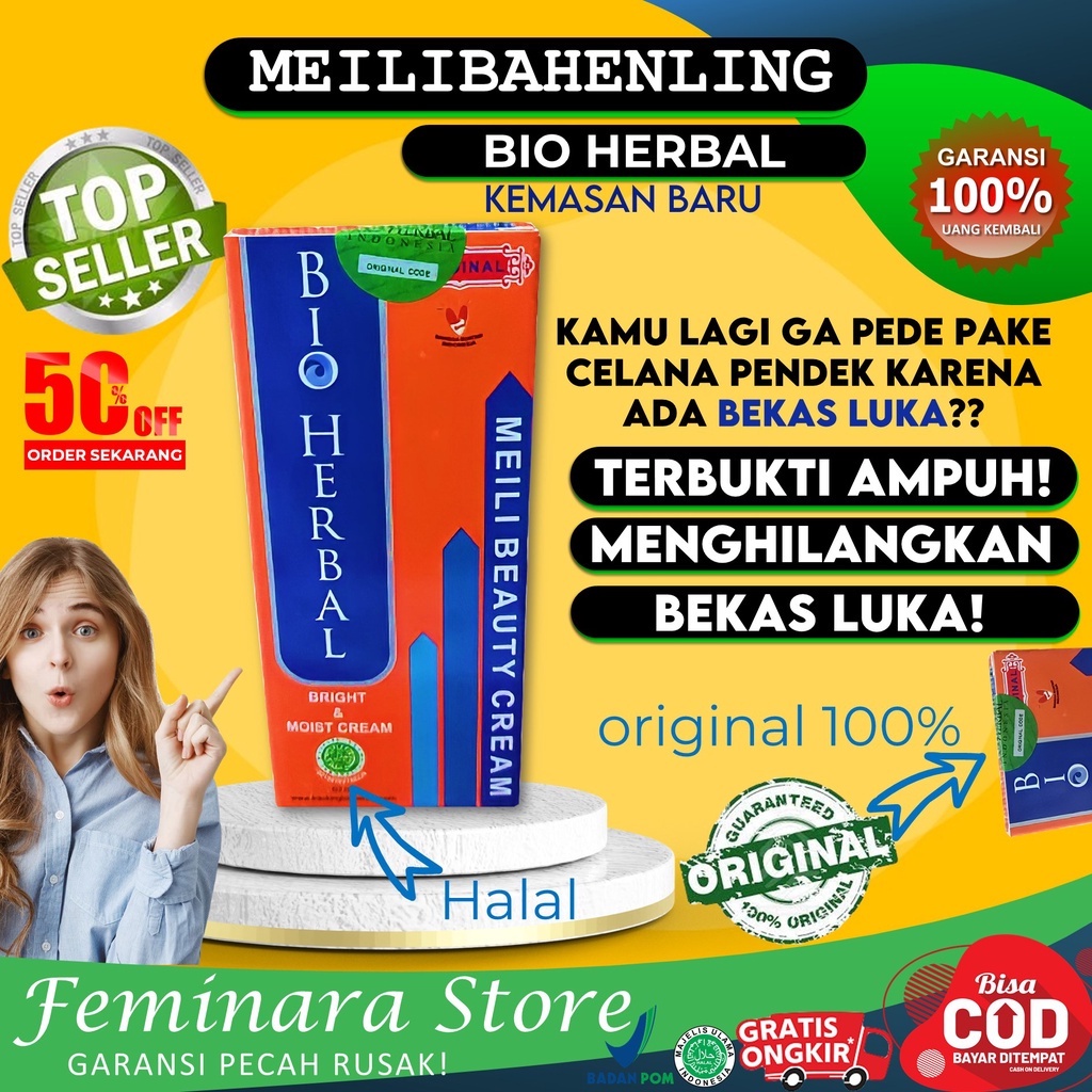 Bio Herbal Meilibahenling Original 100% Obat Cream Penghilang Bekas Luka Lama Hitam Koreng Bopeng Ampuh BPOM Resmi Mengobati Luka Kulit Asli Halal Berkhasiat Untuk Menghilangkan Semua Jenis Bekas Luka Yang Mengandung Bahan Natural Alami Tanpa Efek Samping