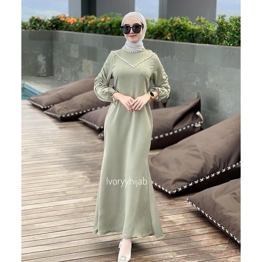 Jasmine Silk Dress Premium Kondangan Lengan Panjang Wanita