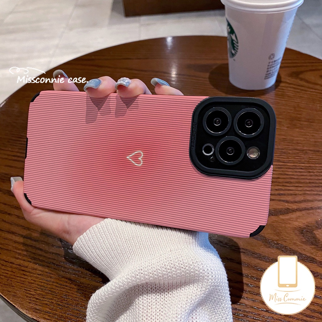 Pink Love Heart Phone Case Untuk iPhone 11 Pro Max X XR 78 Plus XS Max11 12 13 14 Pro Max Mewah Tekstur Kulit Shockproof Silikon Lembut Tpu Penutup Belakang