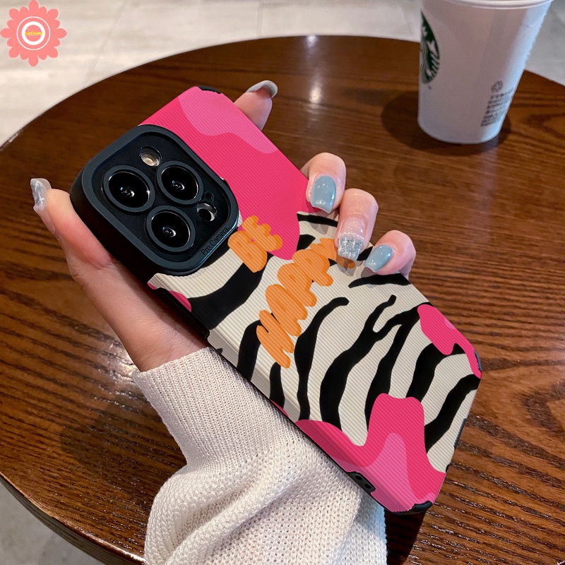 IPHONE Casing Ponsel Zebra Cinta Hati Gaya Fashion Kreatif Kompatibel Untuk Iphone11 14 13 12 Pro Max XR 7 8 Plus X XS Max Shockproof Case Back Cover