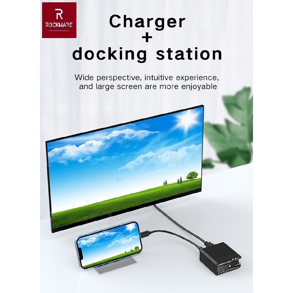 ROCKWARE WLX-X8H - Portable Travel Charger PD Charging with HDMI